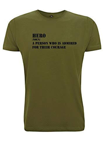 Hero Significado camiseta para hombre, camiseta de Brave Soul admirado, valiente hombre, soldado del ejército RAF SAS héroe de las fuerzas armadas militares Verde Ejercito Verde L