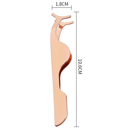 Herramienta aplicadora de pestañas postizas, rizador de pestañas de acero inoxidable aplicador de extensión de pestañas postizas herramienta de clip de cola de pez pinzas pinzas herramienta (oro rosa)