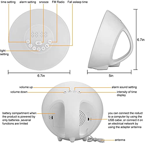 HGFQ Luz Nocturna analgica del Amanecer, Reloj Despertador con funcin de repeticin, 6 Sonidos Naturales y luz de Despertador con Radio FM para Personas Que Duermen Mucho