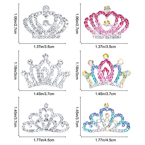 Hifot Corona de Princesa para niña, Peine de Corona Cumpleaños con diamantes, Favor de Fiesta para niños（6 piezas）