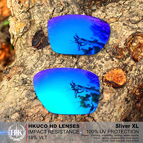 HKUCO Lentes de repuesto para Oakley Sliver XL Gafas de sol Azul/Negro Polarizado