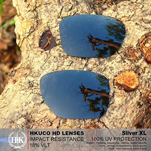 HKUCO Lentes de repuesto para Oakley Sliver XL Gafas de sol Azul/Negro Polarizado