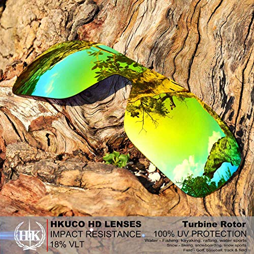 HKUCO Plus Mens Replacement Lenses For Oakley Turbine Rotor Sunglasses 24K Gold Polarized