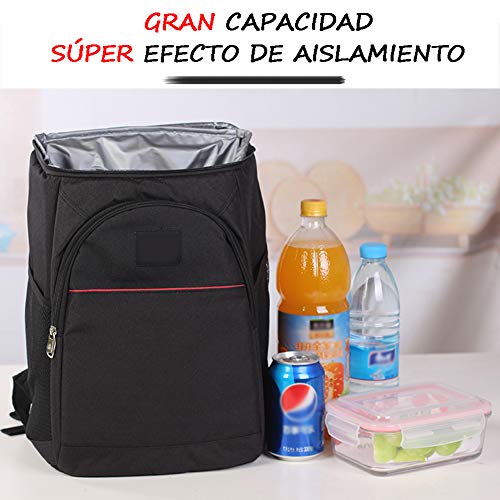 HOTSO Picnic Mochila Bolsa de Aislamiento Refrigerada con Abrebotellas,Gran Capacidad Hombres Mujeres Mochila Ligera Impermeable para Picnics,Senderismo,Camping,Playa,Trabajo,Deportes(Negro)