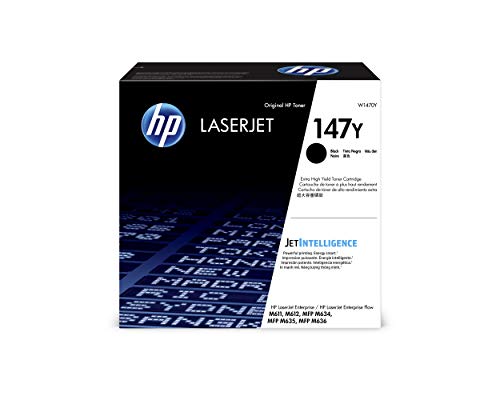 HP 147Y W1470Y, Negro, Cartucho Tóner de Alta Capacidad Original, de 42.000 páginas, para impresoras HP LaserJet Enterprise M611dn, M612dn, Flow MFP M635z, Flow MFP M636z, M635h MFP y M636fh MFP