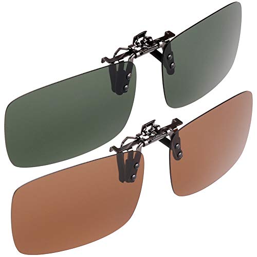 HS - Gafas de sol con clip, 2 pares de gafas polarizadas con ajuste abatible, para mujeres y hombres