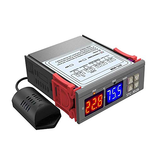 Huatuo STC-3028 Pantalla digital Controlador de humedad y temperatura Termostato Pantalla doble Termómetro Higrómetro Controlador Interruptor Control (24V)
