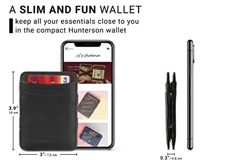 Hunterson Magic Wallet Cuero Negro para 8 Tarjetas - Tarjetero con Bloque RFID - Cartera para Hombre