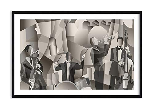 Imagen en un marco de madera de color negro - Imagen en un marco - Cuadro sobre lienzo - jazz musica musico - 120x80cm - Impresión en lienzo - Imagen Impresión - Cuadros Decoracion - F1BAA120x80-4119