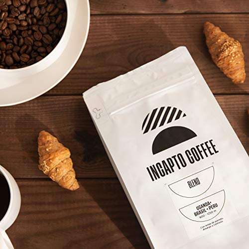 Incapto Coffee - Café en Grano Blend de Uganda, Brasil y Perú 500g | Café Sudamericano | Notas de Frutos Secos, Chocolate y Pomelo | Amargo y Con Cuerpo