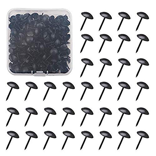 INCREWAY Juego de 200 clavos decorativos redondos de 1,1 cm con caja, para muebles tapizados, tablero de corcho o proyectos de bricolaje, color negro