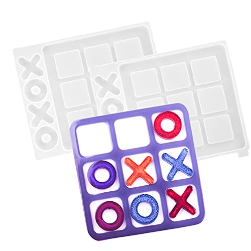 Iriisy Moldes de resina de juego de mesa Tic Tac Toe, Molde de Resina de Silicona,para Juego de ajedrez, molde de epoxi de cristal,para juegos de mesa para adultos/niños, interior/exterior