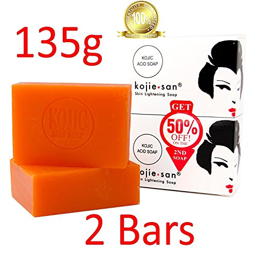 Jabón blanqueante Kojie San, jabón de ácido kójico para aclarado de la piel (2 barras, 135 g)