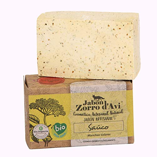 Jabón Zorro D’Avi | Jabón Natural Ecológico de Saúco | 120 gr | para Pieles Dañadas por el Sol | Jabón Biodegradable Zero Waste | Pieles con Rosácea | Fabricado en España