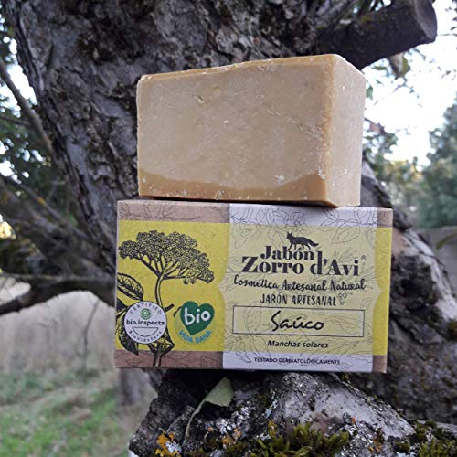 Jabón Zorro D’Avi | Jabón Natural Ecológico de Saúco | 120 gr | para Pieles Dañadas por el Sol | Jabón Biodegradable Zero Waste | Pieles con Rosácea | Fabricado en España