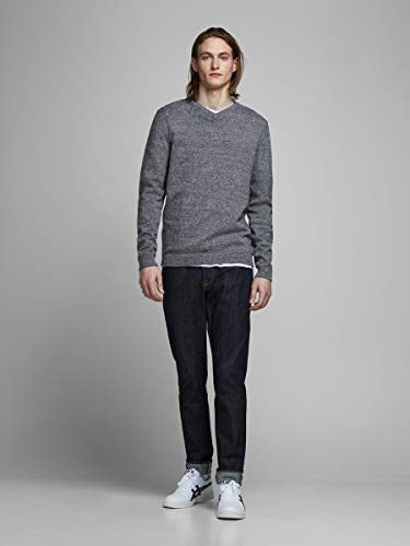 Jack & Jones Jjebasic Knit V-Neck Noos Suéter, Gris (Grey), L para Hombre