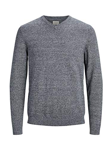 Jack & Jones Jjebasic Knit V-Neck Noos Suéter, Gris (Grey), L para Hombre