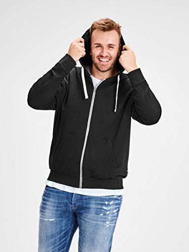 Jack & Jones Jjeholmen Sweat Zip Hood Noos Sudadera con Capucha, Negro (Black), S para Hombre