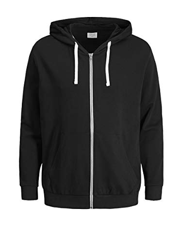 Jack & Jones Jjeholmen Sweat Zip Hood Noos Sudadera con Capucha, Negro (Black), S para Hombre