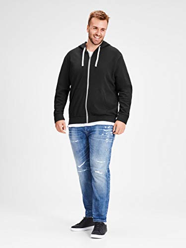 Jack & Jones Jjeholmen Sweat Zip Hood Noos Sudadera con Capucha, Negro (Black), S para Hombre