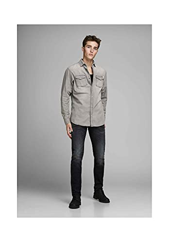 Jack & Jones Jjesheridan Shirt L/s Camisa Vaquera, Gris (Light Grey Denim Fit:Slim), Medium para Hombre