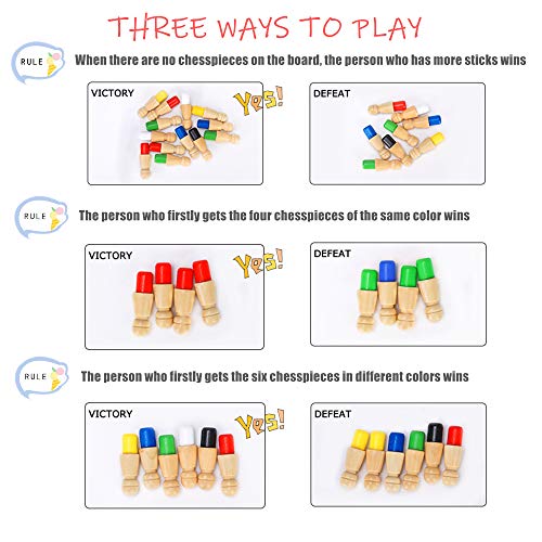 Japace Ajedrez de Memoria de Madera, Ajedres de Juguetes Memoria Montessori, Juego Memoria Interacción Entre Padres e Hijos, Juguetes Cognitivos de Color para Niños