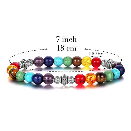 J.Fée Pulsera de Piedra Natural, curación Pulsera Elástica Pulsera de Piedras Preciosas Naturales para Mujer Pulsera de Cristal Yoga Natural Real (Chakra 5 Set)