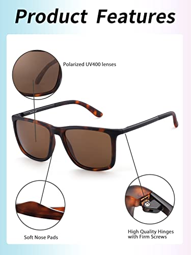 JIM HALO Gafas de Sol Polarizadas. Cómodas y Resistentes. Máxima Protección UV400. Para Hombre y Mujer. [Montura Carey - Lentes Marrones]