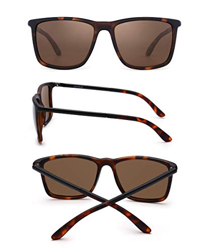 JIM HALO Gafas de Sol Polarizadas. Cómodas y Resistentes. Máxima Protección UV400. Para Hombre y Mujer. [Montura Carey - Lentes Marrones]