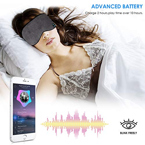 Jinxuny Bluetooth Sleeping Eye Mask Auriculares Sleeping Travel Música Eye Cover Wireless Lavable Sleep Mask Máscara de Ojo Ultra Cómoda con Auricular para Hombre Mujer Durmiendo (Color : Grey)