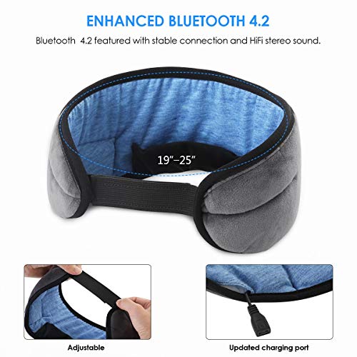 Jinxuny Bluetooth Sleeping Eye Mask Auriculares Sleeping Travel Música Eye Cover Wireless Lavable Sleep Mask Máscara de Ojo Ultra Cómoda con Auricular para Hombre Mujer Durmiendo (Color : Grey)