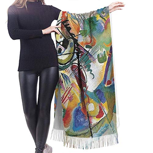 JJsister Bufandas de Mujer, Famous Abstract Fine Art Painting of Composition VII by Wassily Kandinsky Women Scarf Shawl Winter Wrap Head Scarves