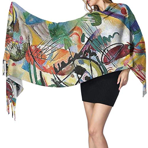 JJsister Bufandas de Mujer, Famous Abstract Fine Art Painting of Composition VII by Wassily Kandinsky Women Scarf Shawl Winter Wrap Head Scarves