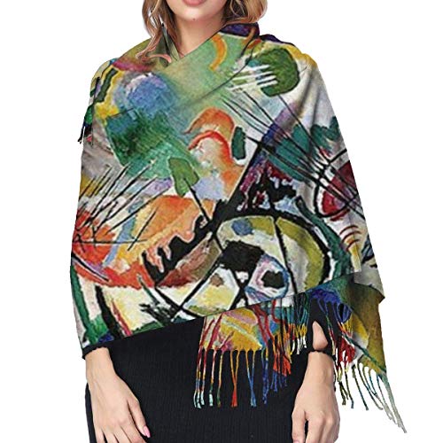 JJsister Bufandas de Mujer, Famous Abstract Fine Art Painting of Composition VII by Wassily Kandinsky Women Scarf Shawl Winter Wrap Head Scarves