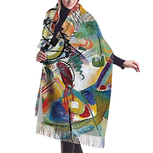 JJsister Bufandas de Mujer, Famous Abstract Fine Art Painting of Composition VII by Wassily Kandinsky Women Scarf Shawl Winter Wrap Head Scarves