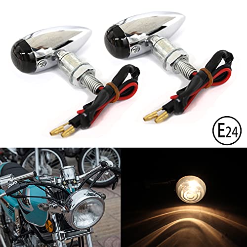 JMTBNO 2pcs Intermitentes Moto Indicadores Moto Luces de Señal de Giro Ámbar Lámpara Bala Luz Intermitente Delantera Trasera Impermeable Universal para Motocicleta