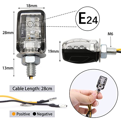 JMTBNO Intermitentes Moto Homologados LED Indicadores 4 Piezas Mini Bombilla Ámbar Luz de Señal de Giro Impermeable Universal 12V Compatible con M6 Motocicleta Scooter Quad Enduro Off Road