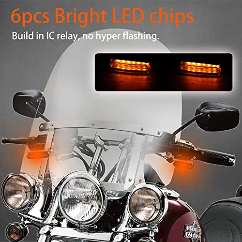 JMTBNO Intermitentes Moto Mini Indicadores de Motocicleta Ámbar LED Luces de Señal de Giro Luz de Manillar que Fluye E-24 12V para Cruiser Chopper Bobber Scooter Cafe Racer