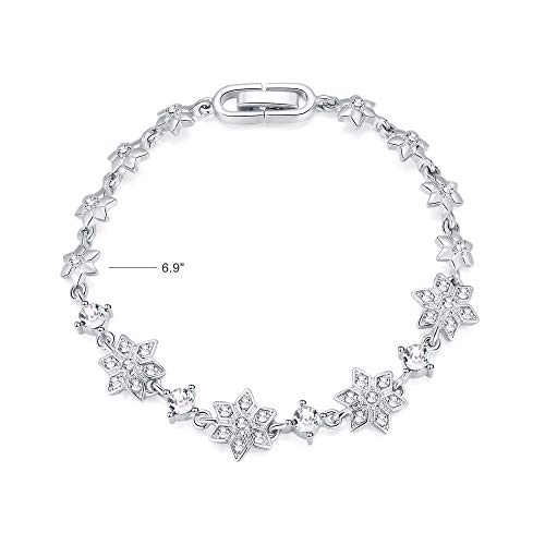 Joeyan Pulsera Copo de Nieve Plata Pulseras Flor Cristal Mujer