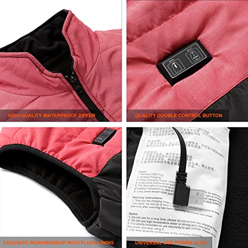 joyvio Chaleco con calefacción Mejorado para Hombres y Mujeres, Chaqueta de Calentamiento de Doble Control, Chaleco Recargable por USB para Caza, Pesca (Color : Pink, Size : L)