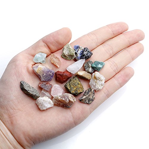 JSDDE - Caja con 20 piedras preciosas, naturales, pequeñas, con irregularidades diferentes, para decoración, colección de piedras y minerales