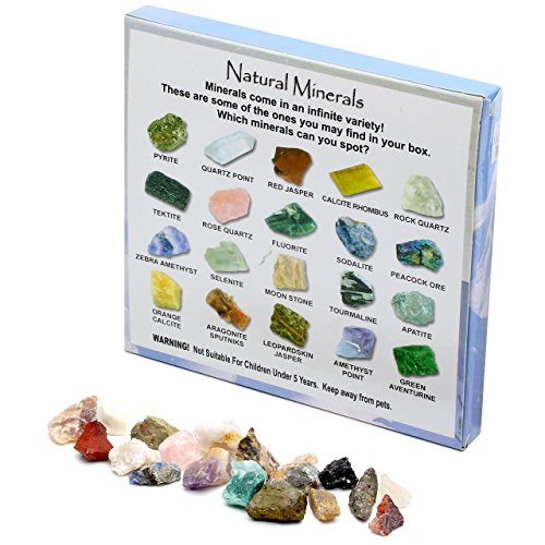 JSDDE - Caja con 20 piedras preciosas, naturales, pequeñas, con irregularidades diferentes, para decoración, colección de piedras y minerales