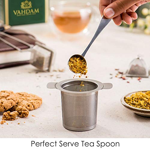 Juego de 2 infusores y 1 cuchara de té - Acero inoxidable, filtro de té, colador de té, Infusor de té cuadrado, infusor de té triangular y cuchara de té perfecta - Fabricante de té duradero