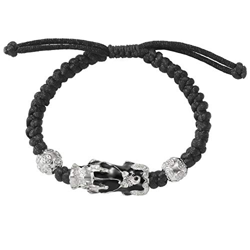 Juego de 2 pulseras de cuerda trenzadas hechas a mano ajustables de Feng Shui Pixiu, pulsera de riqueza de la suerte, para pareja, amistad, joyería