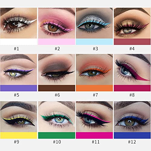 Juego de delineador de ojos líquido mate, 12 colores delineadores de ojos de colores, delineadores de ojos a prueba de manchas Lápiz delineador de ojos líquido Labios faciales Maquillaje artístico