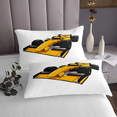 Juego de funda de edredón para coche de carreras de guardería, fórmula doble, juego de ropa de cama para niños, adolescentes, niños, carreras, campeón, edredón con 2 fundas de almohada