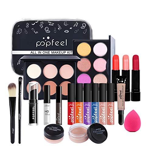 Juegos de Maquillaje para Mujer, Set de Maquillaje Profesional de 20 Piezas, Organizador de Maquillaje de Viaje Portátil - Kit de Cosméticos Completo Con Sombras de ojos Lápiz Labial Ocultador