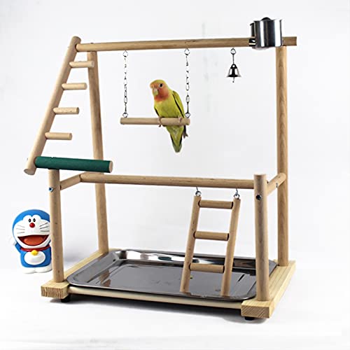 Juguetes para Pájaro PAYERSTERSTERSES DE Papeles DE LORTE con Toys TAYS BANDEJO Pantalla Swing Stright CLASIFICACIÓN CALGADOR Puente Puente de Madera Cockatiel Playground Pájaros Pájaros 40 * 23 * 36