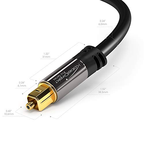 KabelDirekt – 1m Cable Óptico TOSLINK Audio (Stereo Dolby Digital Normal, DTS, Conector TOSLINK Macho a Conector TOSLINK Macho, Negro), Pro Series