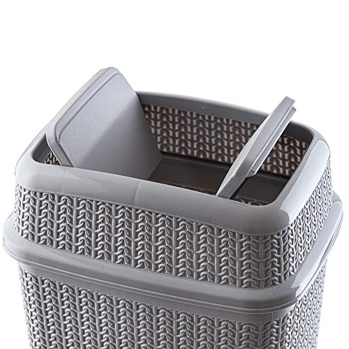 KADAX Cubo cosmético de plástico con tapa basculante, cubo de basura ligero para baño, cocina, capacidad de 10 L, color gris